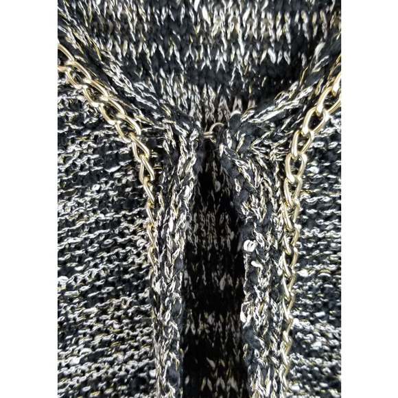 Lily Heathered Gray Knit Front Polckets Gold Chain Detail Cardigan Jacket L NWT - Picture 2 of 6